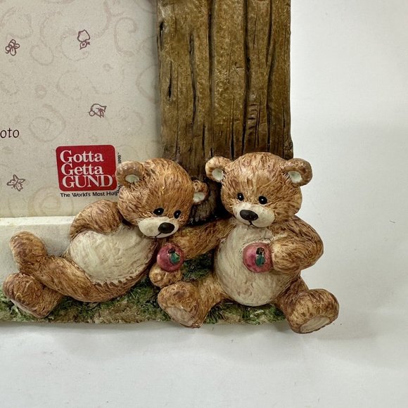 Gund Thinking Of You Friends Forever Picture Frame Bears Tree Apples Photo 4x6" - Picture 2 of 11